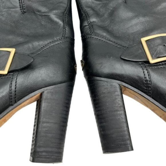 Jimmy Choo Dart Biker Buckle Black Leather Combat Boot Women Size 37.5 - Picture 7 of 13
